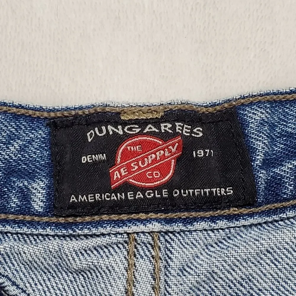 RARE Vintage 1990s AE Dungarees Distressed Button-Fly Baggy Cargo Jeans